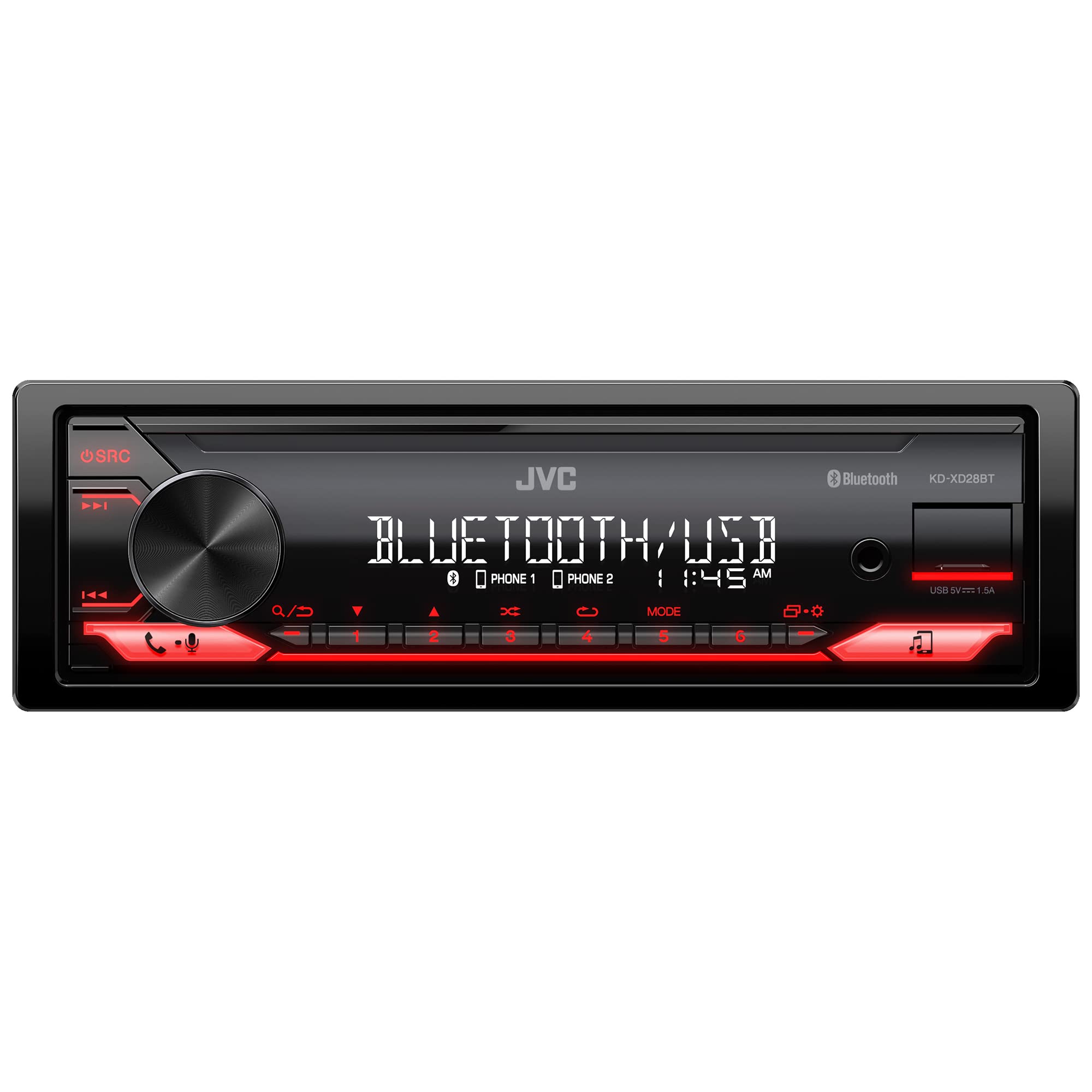 JVC KD-XD28BT Bluetooth Car Stereo w/USB Port – AM/FM Radio, MP3 Player, High Contrast LCD, 50 Watts, Detachable Face Plate – Single DIN – 13-Band EQ JVC KD-XD28BT Bluetooth Car Stereo w/USB Port – AM/FM Radio, MP3 Player, High Contrast LCD, 50 Watts, Detachable Face Plate – Single DIN – 13-Band EQ